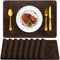 ADRIMER Fall Placemats Set of 8, Heat Resistant Faux Leather, Coffee