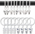 100 Pack Metal Curtain Rings with Clips, 1 in ID, White