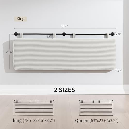 UEV King Headboard Only, Wall Mounted Hanging Upholstered Bed Head Board