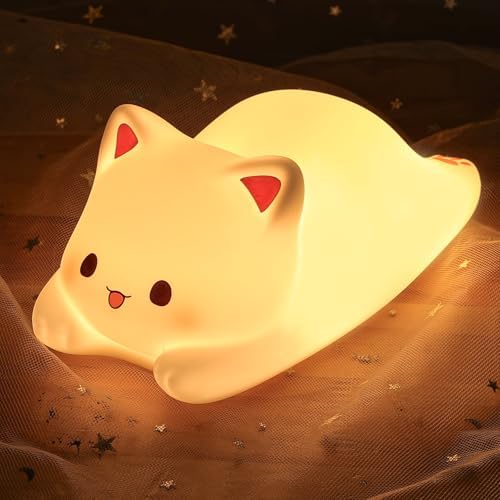 Cat Night Lights Gifts for Girl Birthday Cute Kids Night Light Squishy
