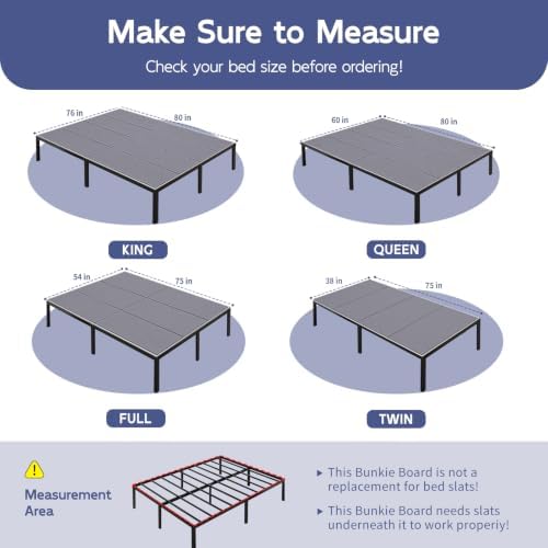 Full Bunkie Board, 54 x 75 in, 10mm Lightweight Support