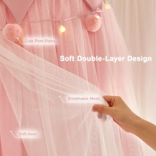 Princess Bed Canopy for Girls with Star Lights