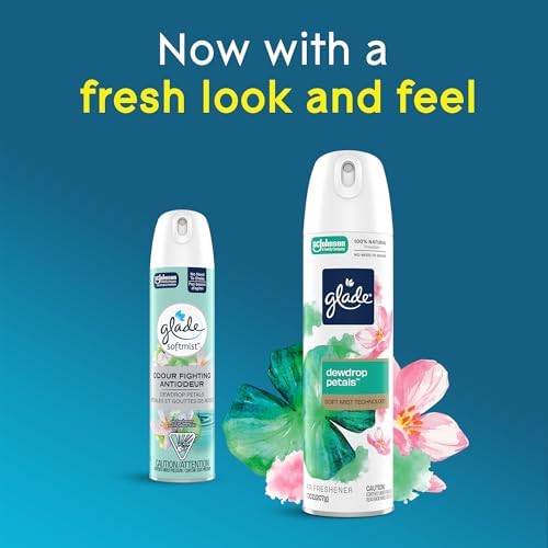Glade Air Freshener Room Spray, Dewdrop Petals Scent, Odor Fighting to Deliver Long Lasting Freshness, 7.3 Oz, 6 Count