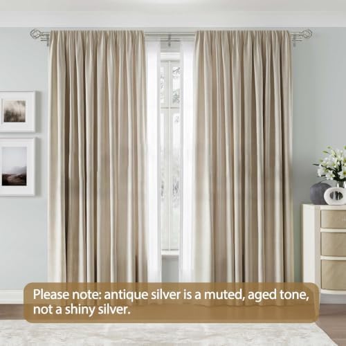 KAMANINA Antique Silver Finials for 1 or 7/8 In Curtain Rods, M6 Screw