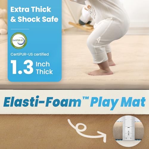 1.3" Thick Baby Play Mat for Floor,50x74 Padded Playpen Mat, Non-Slip