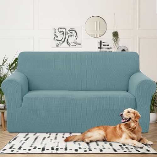 U-NICE HOME Oversized Stretch Loveseat Couch Cover, Light Blue