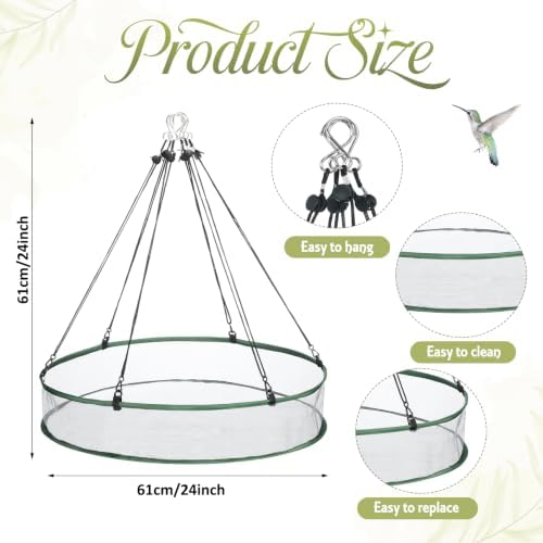 FoldTier 2 Pieces Bird Seed Catcher Tray Hanging Round Mesh,24 Inch