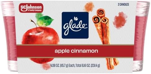 Glade 1-Wick Scented Candle Jar, Apple Cinnamon, 2 Count