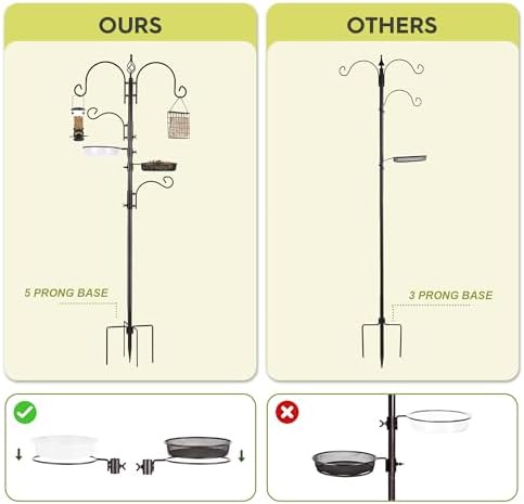 ERYTLLY Bird Feeding Station Kit Bird Feeder Pole Wild Bird Feeder Hanging Kit Planter Hanger Multi Feeder Hanging with Metal Suet Feeder Bird Bath for Attracting Wild Birds