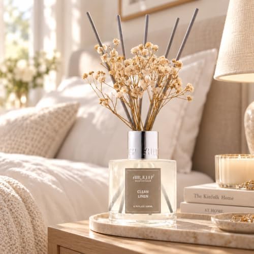 Airkeep Reed Diffuser Set/Clean Linen/6.76 fl oz(200ml)/1 Pack/Home & Office Decor Aromatherapy Diffuser Oil Gift Set