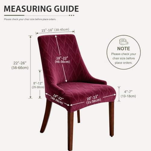 MIFXIN Wingback Side Chair Covers Dining Chair Slipcover Jacquard Stretch Sloping Armchair Protector Arm Chair Seat Cover for Dining Room Living Room Banquet Home Decor (Red, 2 Pcs)