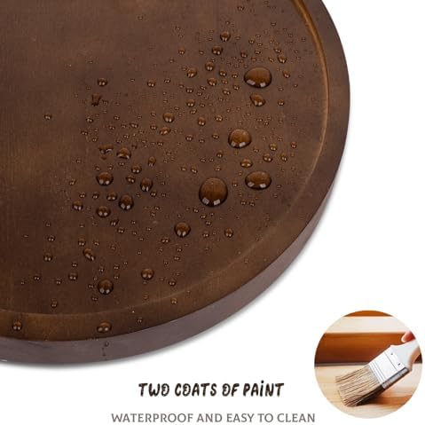Round Decorative Tray Farmhouse Kitchen Decor Soap Dish, 11" Walnut