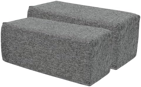 2 Pack Couch Arm Rest Pillow, 8''x8''x20'' Linen Cover, High Density Foam Armrest Cushion, Removable & Washable Elbow Support for Sofa, Bed, and Armchair (Dark Grey)