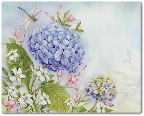 CounterArt Dragonfly Hydrangea 3mm Tempered Glass Cutting Board
