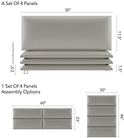 Vänt Wall Mounted Headboard Panels, Queen/Full, Metallic Neutral Champagne