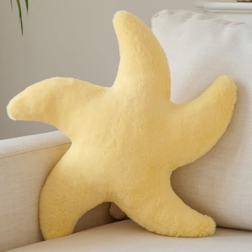 Starfish Pillow, 19.6" Cute Aesthetic Room Decor Accent Pillows, Yellow