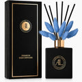 Black Reed Diffuser Sticks in Oil Set with Cashmere Vanilla Scent | Long-Lasting Reed Diffusers for Home, Office & Bedroom Decor Fragrance Diffuser | BunnyTail Blue Dried Flowers | (5 oz)