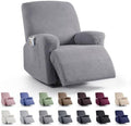 KinCam Recliner Covers, Stretch Reclining Chair Covers, Recliner Sofa Slipcovers Stripe Jacquard Recliner Couch Covers Furniture Protector Covers for Pet Kid (1 Seater, Light Gray)