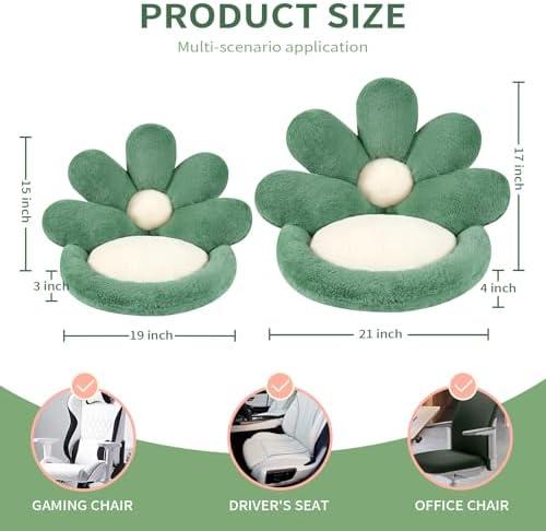 Ditucu Flower Shape Chair Pillow Cute Seat Cushion 21 inch Comfy Lazy Sofa Floor Pillows Dorm Seating for Bedroom Decor Green