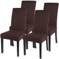 SearchI Chair Covers for Dining Room Set of 4, Stretch Solid Color Kitchen Parsons Chair Covers Washable Spandex Dining Chair Slipcovers Seat Protector for Hotel,Banquet,Ceremony (Chocolate)