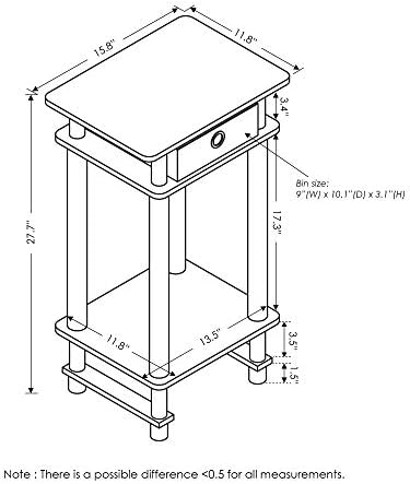 Furinno Turn-N-Tube Set of 2 Toolless 3-Tier Side Table, Columbia Walnut