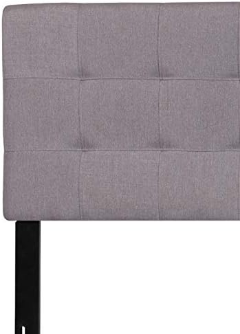 BizChair Quilted Tufted King Size Headboard in Light Gray Fabric