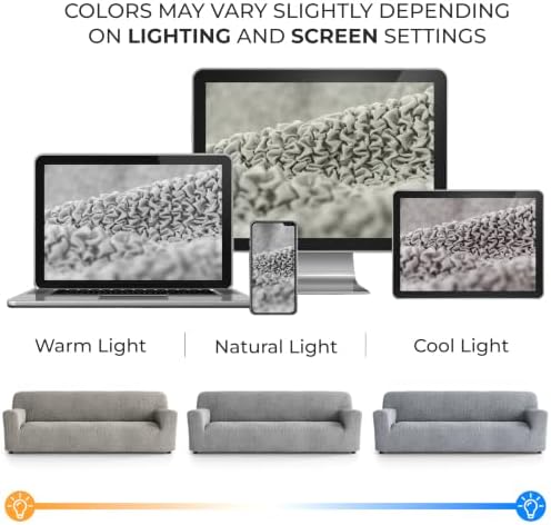 PAULATO Premium Stretch Couch Covers for Sofa - Sofa Chair Cover Washable, Dogs & Pets Friendly - Elastic Polyester Loveseat Slipcovers - Non-Slip Love Seat Couch Covers - Ash (86"-120" Wide)