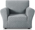 ZNSAYOTX 1 Piece Stretch Chair Cover with Arms (34"-44"), New Plaid Armchair Cover with Elastic Band for Living Room, Ultimate Soft Cozy Washable Chair Slipcover Form Fit Protector, Light Grey