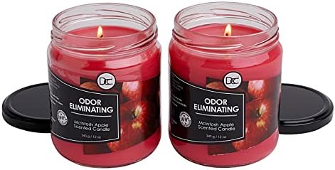 McIntosh Apple 2 Pack Odor Eliminating Highly Fragranced Candle - Eliminates 95% of Pet, Smoke, Food, and Other Smells Quickly - Up to 80 Hour Burn time - 12 Ounce Premium Soy Blend