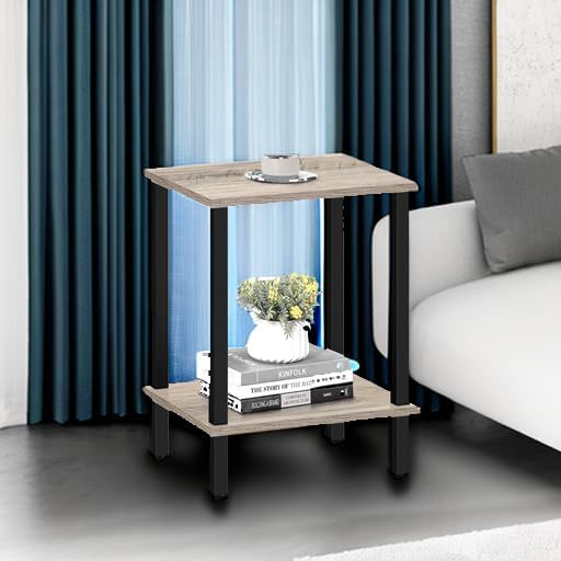 TUTOTAK End Table, Side Table, Nightstand, 2-Tier Storage Shelf