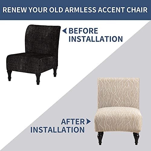 Eco-Ancheng Armless Chair Slipcover Removable Armless Accent Chairs Covers Washable Armless Slipper Chair Slipcover Printed Armless Chair Furniture Protector Covers for Living Dining Room Hotel