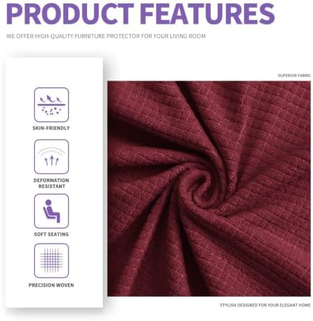 ZNSAYOTX Loveseat Covers High Stretchy Spandex Pet Friendly Sofa Slipcover 1 Piece Non Slip Couch Furniture Protection Covers (Wine Red, Loveseat)