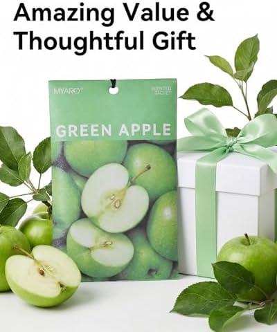 MYARO 20Pcs Green Apple Scented Sachets, Closet Deodorizer Car Freshener