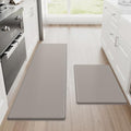 StepRite Kitchen Mats for Floor, 2-Piece Anti-Fatigue Kitchen Rugs, Khaki