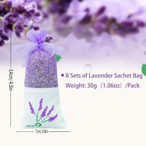 8 Packs Lavender Sachets for Drawers and Closets, Closet Car Freshener