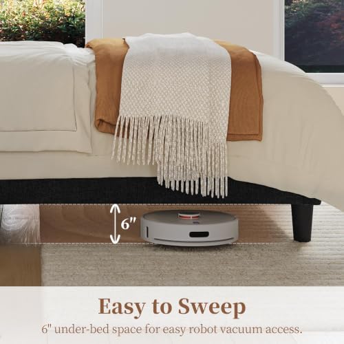 Yaheetech Twin Bed Frame with Headboard,Black Channel-Tufted Platform