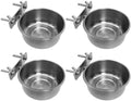 Tfwadmx 4 Pcs Stainless Steel Bird Bowls with Clamp,Clamp Holder Coop Cup,Bird Dishes for Cage, Cage Water Bowl for Cockatiels Lovebird Budgie Chinchilla
