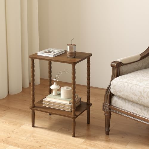 TUTOTAK Small End Table with Solid Wood Legs, Side Table, Nightstand