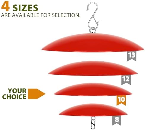 10" Small Bird Feeder Dome, Hummingbird Feeder Rain Guard, Bird Feeder Cover for Small Feeders, Protective Cover Work with Ant Guards（Red,2 Pack