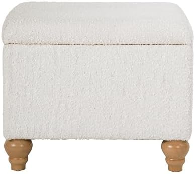 Spatial Order 22" Medium Rectangular Storage Ottoman - Cream Boucle