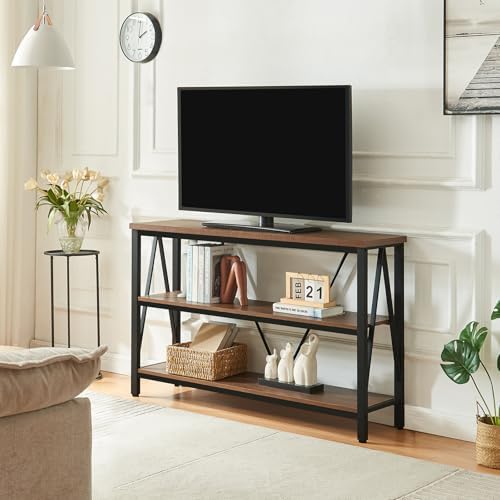 Entryway Console Table, 3 Tier Entry Table with Open Shelves, Brown, 47 IN