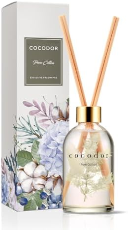COCODOR Herbarium Reed Diffuser/Pure Cotton/6.7oz(200ml)/ Fragrance Scent Essential Oil Stick Diffuser Set for Bedroom Bathroom Home Décor