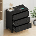 COWMOU 3 Drawers Black Nightstand