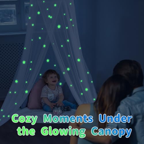 South to East White Bed Canopy for Girls with Glowing Stars, Gift for Girl