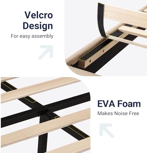 Allewie Full Size Platform Bed Frame with Fabric Upholstered Headboard