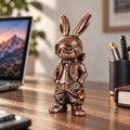 Aviator Rabbit Figurine, Pilot Bunny Sculpture, Resin Animal Decor for Desk