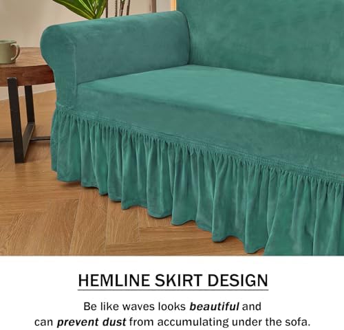 NICEEC Cyan Couch Covers for Sofa Cover Universal Slipcovers with Skirt