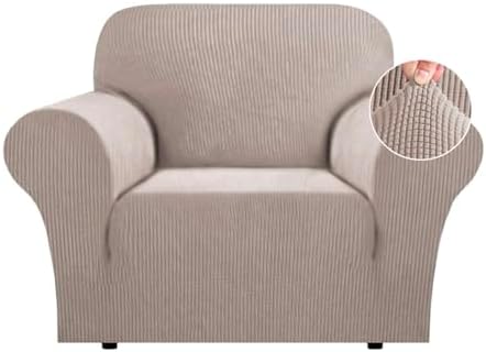 Flamingo P High Stretch Sofa Slipcover Non Slip Armchair Cover for Living Room Washable Pet Furniture Protector Covers with Elastic Bottom, Thick Jacquard Fabric (Small, Sand)