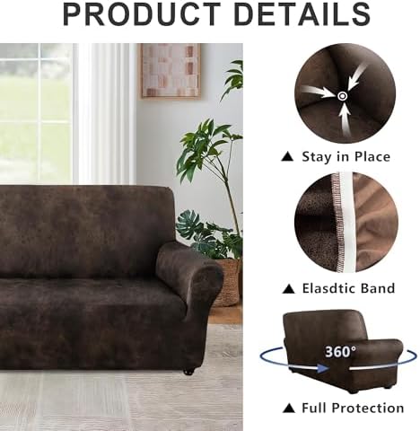 ANARACHON 1-Piece Leather-Look Sofa Cover,Sofa Slipcover Width 78"-88"