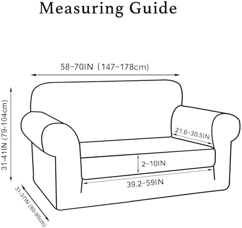 Turquoize Stretch Sofa Slipcover 2 Pieces Sofa Cover Couch Cover for 2 Cushion Couch Washable Furniture Protector Covers with Elastic Bottom Feature Thick Jacquard Fabric (Loveseat, Caramel)